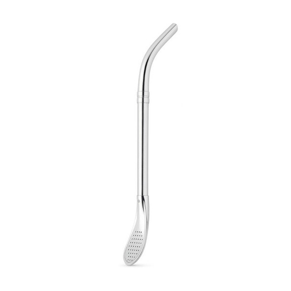 Stainless Steel Mate Straw with Shovel-Shaped Filter & Decorative Engraved Ring