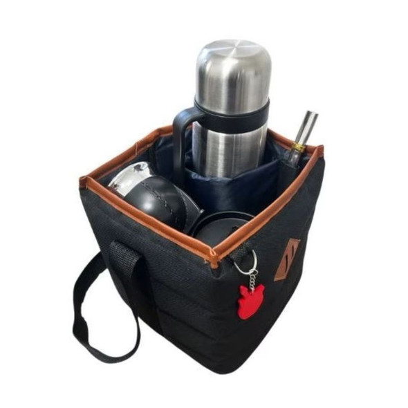 Cordura Mate Bag with Eco-Leather Details, Compartments for Thermos and Bombilla (Various Colors)