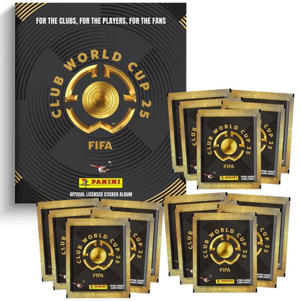Panini FIFA Club World Cup Sticker Album 2025 Mundial de Clubes Official Licensed + 15 Packs of Stickers (Each Pack Contains 5 Stickers)