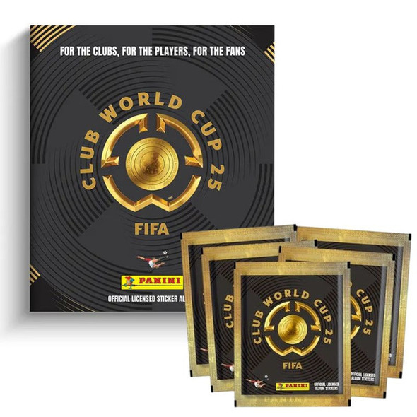 Panini FIFA Club World Cup Sticker Album 2025 Mundial de Clubes Official Licensed + 5 Packs of Stickers (Each Pack Contains 5 Stickers)