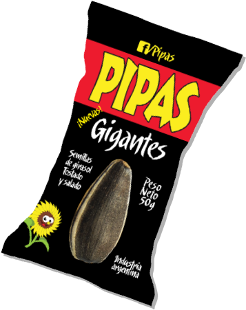 Pipas Gigantes Salty Toasted Sunflower Seeds w/shell, 50 g / 1.76 oz (pack of 12)