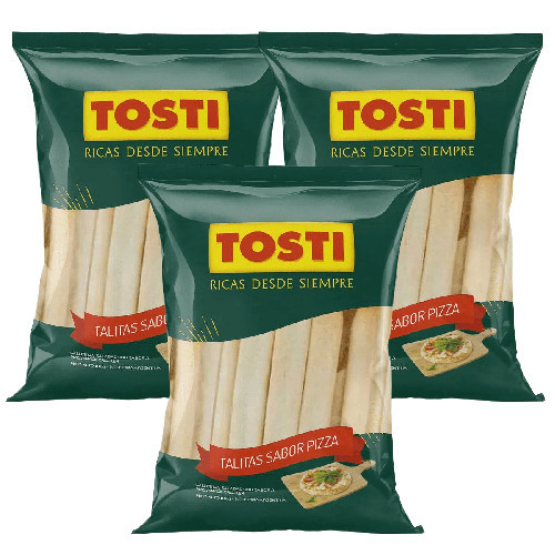 Tosti Talitas Pizza Flavored Long Crackers Snacks, 100 g / 3.25 oz ea (pack of 3)