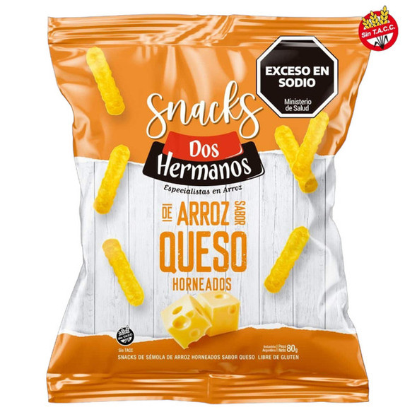 Dos Hermanos Snacks de Arroz Sabor Queso Rice Sticks Cheese Flavored, 80 g / 2.8 oz