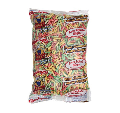 Arroz Inflado Azucarado de Colores Colorful Sugary Puffed Rice Classic Argentinian Snack, 80 g / 2.8 oz (pack of 3)
