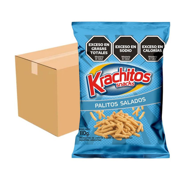 Krachitos Palitos Salados Super Bag Wholesale Bulk Box, 110 g / 3.88 oz bag (24 count per box)