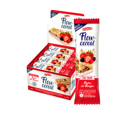 Flow Cereal con Yogur & Frutos del Bosque, Cereal Bar with Berries & Yoghurt , 27 g / 0.95 oz (box of 20 bars)