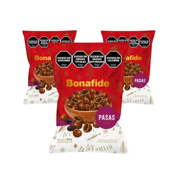 Bonafide Chocolate-Covered Raisins, 80 g / 2.82 oz (pack of 3)