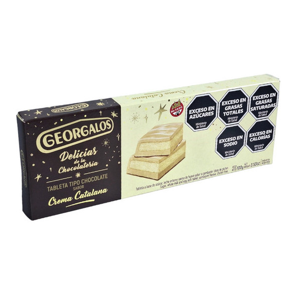 Georgalos Delights Chocolate Bar with Catalan Cream Flavor Tableta de Chocolate Sabor Crema Catalana, 100 g / 3.53 oz