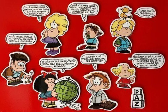 Mafalda Magnetic Character Box - 15 Colorful Magnets Featuring Mafalda and Friends