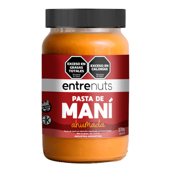 Entre Nuts Smoked Peanut Butter with Paprika & Liquid Smoke, Gluten-Free Pasta de Maní con Pimentón Saborizada con Humo Líquido, 370 g / 13.05 oz
