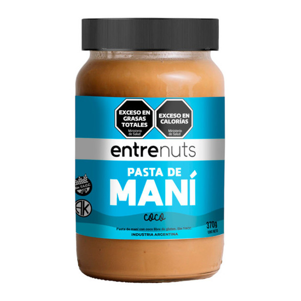 Entre Nuts Coconut Peanut Butter, Gluten-Free Pasta de Maní con Coco, 370 g / 13.05 oz