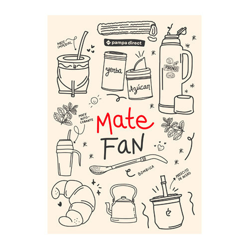Illustrated Postcard Mate Fan by Pampa Direct from Uruguay