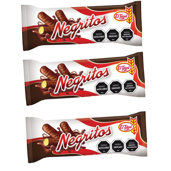El Trigal Negritos Sweet Coated Cookies Galletas Dulces Bañadas en Chocolate, 70 g / 2.5 oz ea (pack of 3)