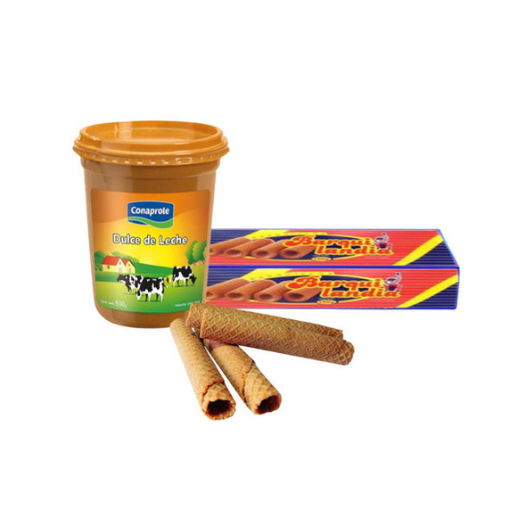 Combo Barquillos & Conaprole Dulce de Leche Barquilandia Barquillos Para Rellenar Combo Wafers & Conaprole Dulce de Leche Barquilandia Wafers To Fill (24 units)