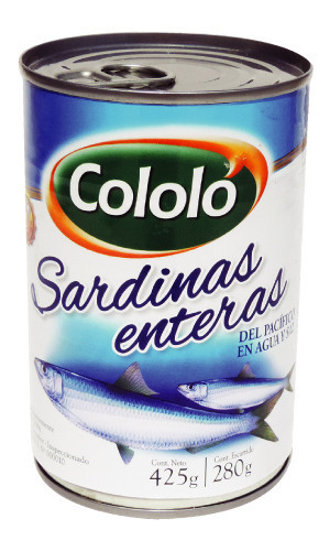 Cololó Whole Sardines in Oil Sardinas Enteras en Agua & Sal con Abre Fácil, 425 g / 14.99 oz