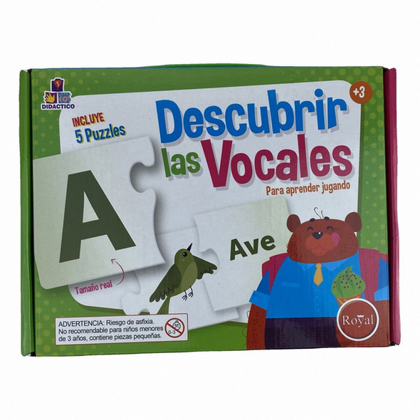 Royal Descubrir las Vocales Vowel Discovery Briefcase Game - Learn by Playing, 5 Puzzles