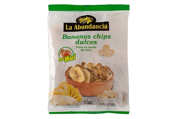 La Abundancia Bananas Sweet Chips Fried in Coconut Oil with Honey from Uruguay, 120 g / 4.23 oz