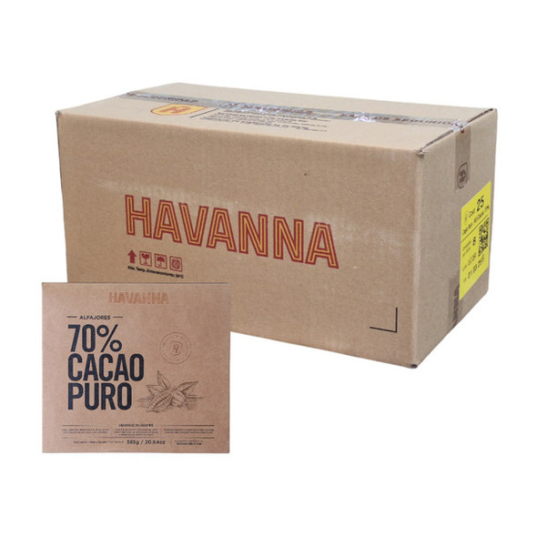 Havanna Alfajor 70% Dark Cacao Chocolate with Dulce de Leche, Wholesale Bulk Box, case of 9 units (box of 8 cases)