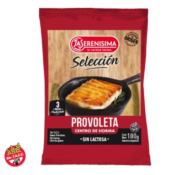 La Serenísima Selección Provoleta Centro de Horma Argentinian Provoleta Semi-Hard Cheese for Grill Pasta Semi-Dura - Gluten Free, 180 g / 6.34 oz