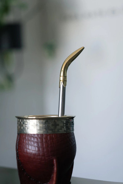 Bombillón Pico de Loro Alpaca Solid Thick Tube with Brass Tip