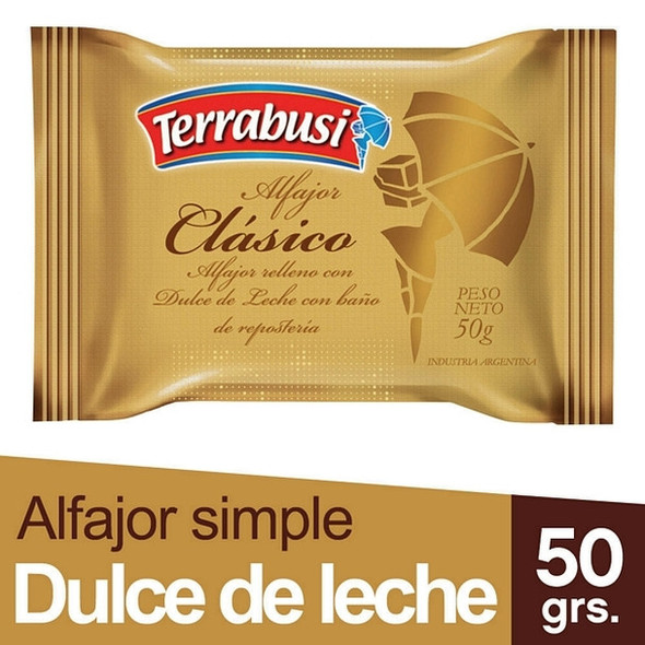 Terrabusi Alfajores Classic Milk Chocolate Filled with Dulce de Leche (pack of 12)