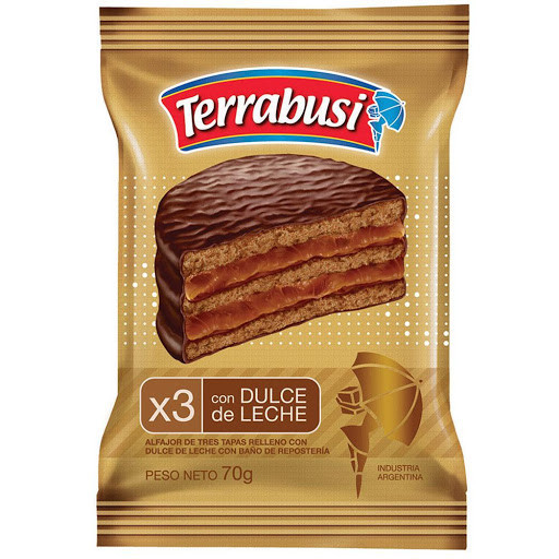 Terrabusi Milk Chocolate Alfajor Triple with Dulce de Leche, 70 g / 2.5 oz (pack of 6)