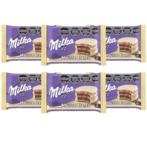 Milka Alfajor Triple White Chocolate with Chocolate Mousse, 55 g / 2 oz (pack of 6)