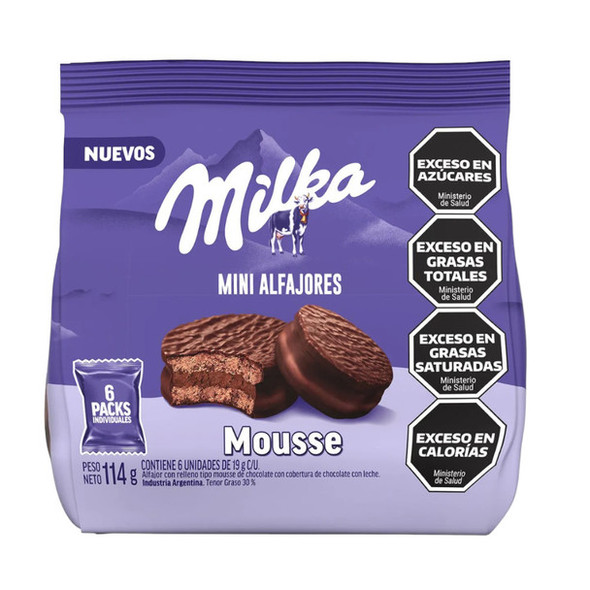 Milka Mini Mousse Alfajores, Chocolate-Covered Cream-Filled Cookies Mini Alfajores Mousse, 19 g / 0.67 oz (bag of 6)