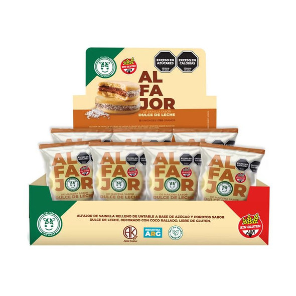 Felices Las Vacas Alfajores de Maicena Vegan Alfajor with Almond Dulce de Leche Caramel & Shredded Coconut, 60 g / 2.12 oz ea (box of 12 alfajores)