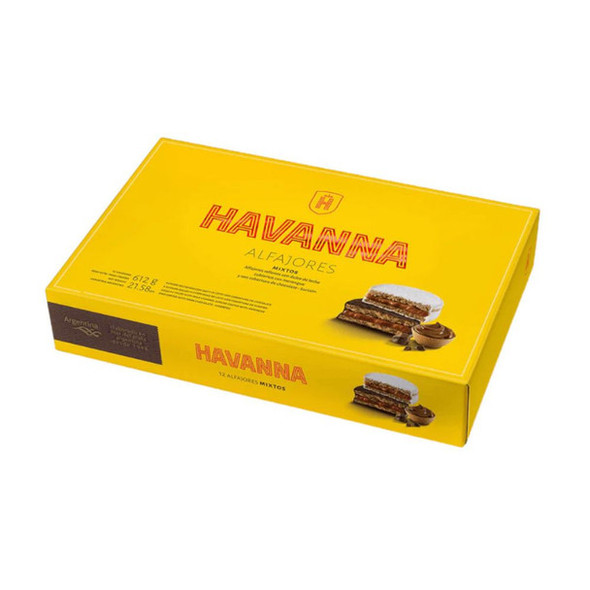 Havanna Alfajor Milk Chocolate and Italian Meringue Merengue with Dulce de Leche, 12 alfajores per case (pack of 6 cases)