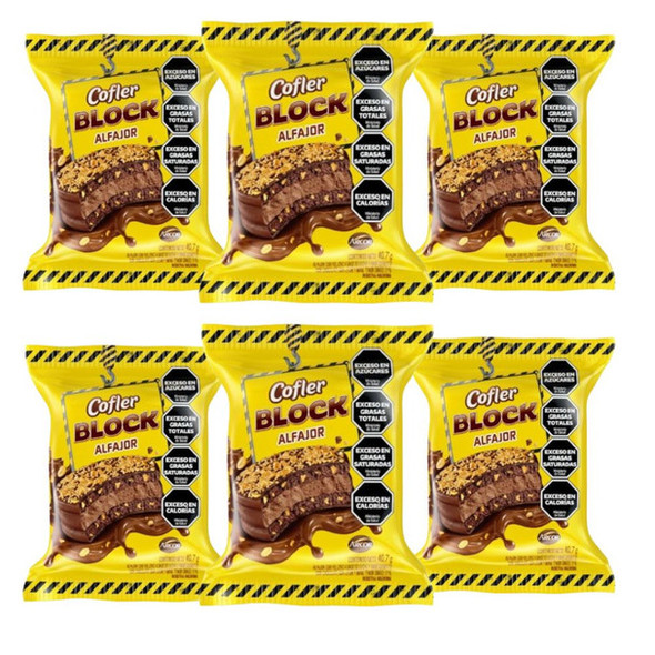 Cofler Block Alfajor with Peanut Butter and Milk Chocolate Alfajor Simple, 40.7 g / 1.43 oz (pack of 6)