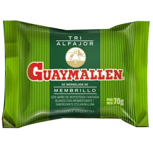 Guaymallen Triple White Chocolate Alfajor with Membrillo Fruta Quince Jelly, 70 g / 2.5 oz (pack of 12)