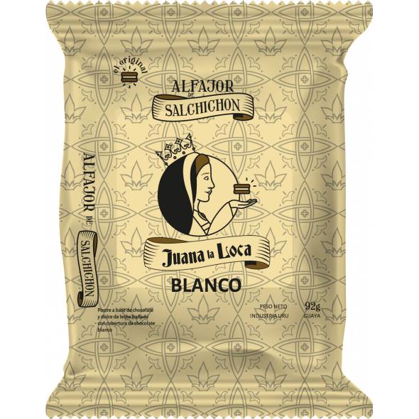 Juana La Loca Alfajores Salchichón White Chocolate Blancos with Dulce de Leche Filling, 92 g / 3.24 oz (box of 10 alfajores)