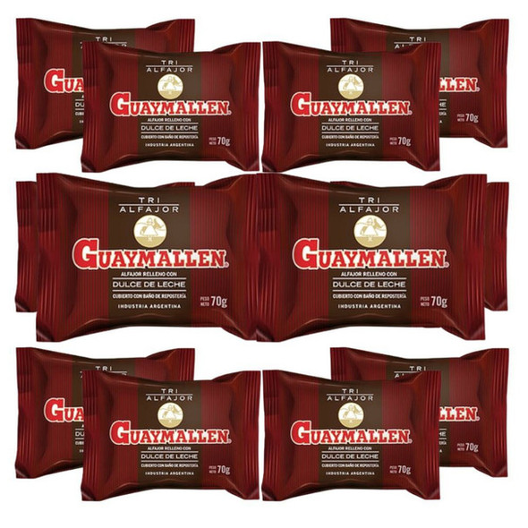 Guaymallen Triple Milk Chocolate Alfajor with Dulce de Leche, 70 g / 2.5 oz (pack of 12)