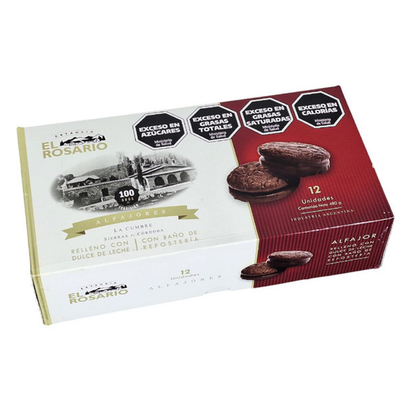 Estancia El Rosario Alfajores Cordobeses Milk Chocolate Alfajor with Dulce de Leche Filling, 40 g / 1.41 oz ea (box of 12 alfajores)