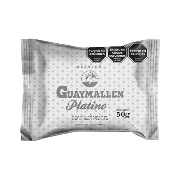 Guaymallén Platino Alfajor with Dulce de Leche, White Chocolate Coated, 50 g / 1.76 oz (pack of 6)