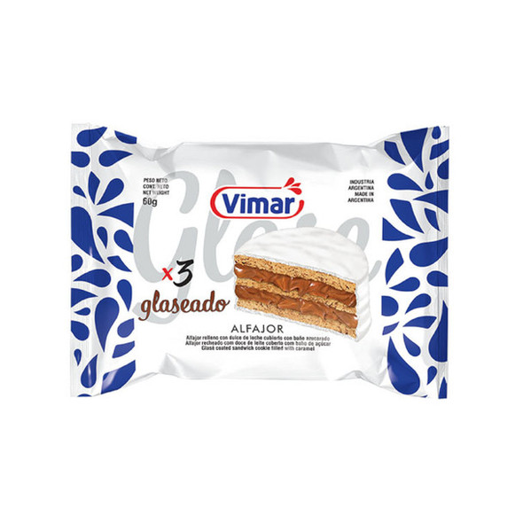 Vimar Alfajores Sugar Frosting Filled with Dulce de Leche, Glaseado Relleno con Dulce de Leche, 60 g / 2.11 oz (pack of 6)