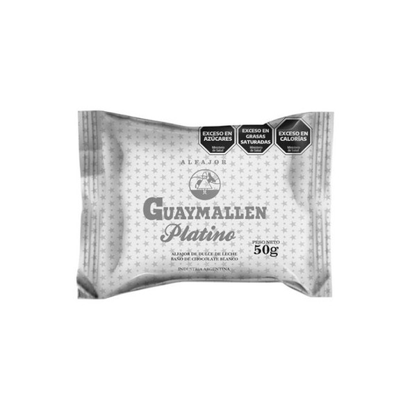 Guaymallén Platino Alfajor with Dulce de Leche, White Chocolate Coated Wholesale Bulk Box, 50 g / 1.76 oz (24 count)