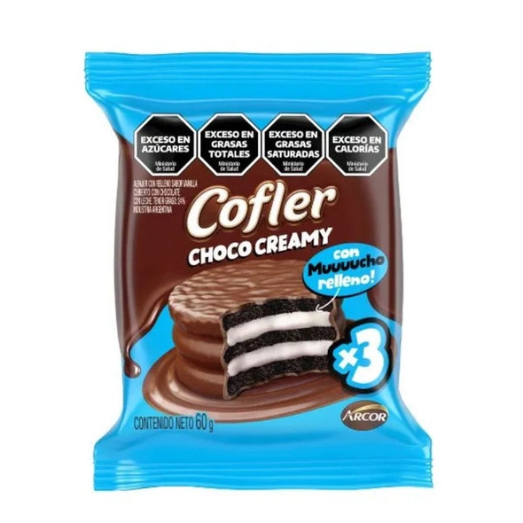 Cofler Choco Creamy Triple Alfajor – Extra Filled Chocolate Cookie Sandwich, 60 g / 2.11 oz ea (pack of 6)