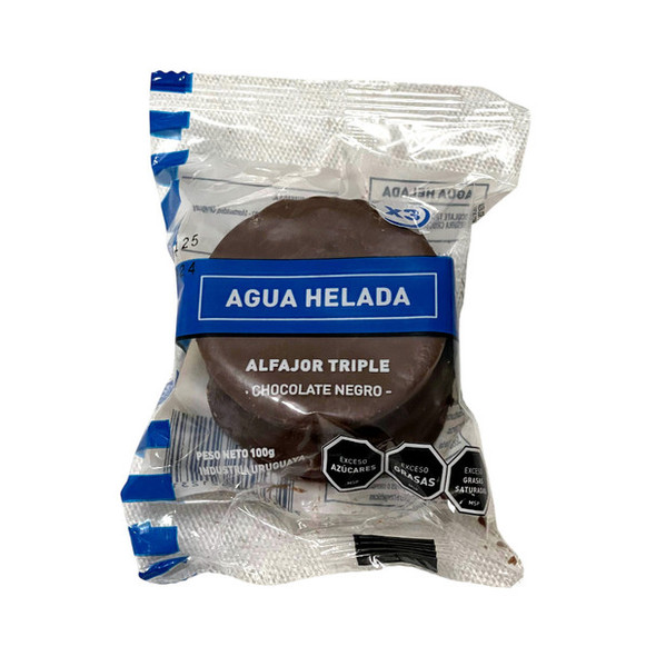 Agua Helada Triple Alfajores Filled with Dulce de Leche Coated in Dark Chocolate, 100 g / 3.52 oz (box of 10)