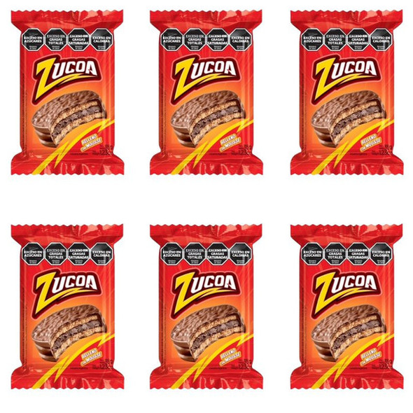 Zucoa Alfajor Chocolate Mousse - Mini Cake Filled with Cocoa, 35 g / 1.23 oz (pack of 6)