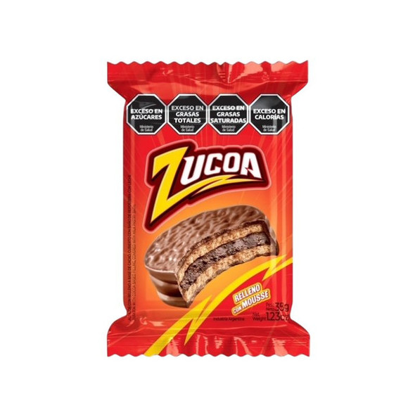 Zucoa Alfajor Chocolate Mousse - Mini Cake Filled with Cocoa, 35 g / 1.23 oz (pack of 6)