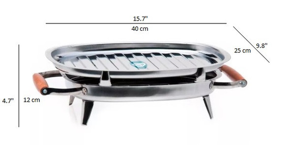 Brasero de Mesa Acero Inoxidable Parrilla de Asado Stainless Steel Mini Hot Tray Meat Warmer