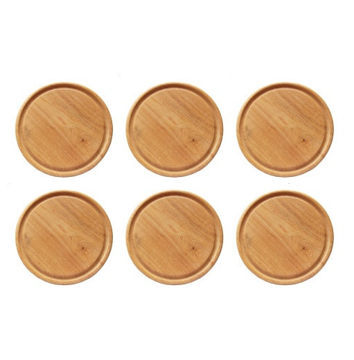Plato de Madera Wooden Plate for BBQ, 24 cm / 9.44" diameter (pack of 6)