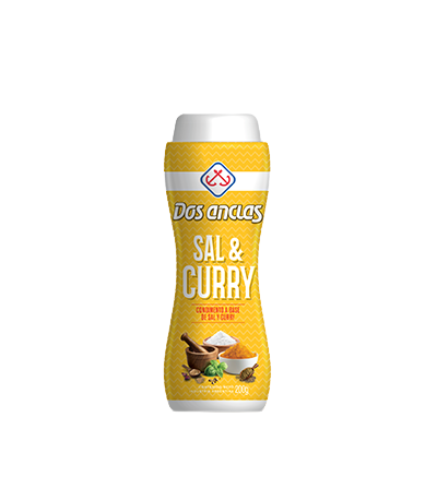 Dos Anclas Sal & Curry Botella Salero Coarse Salt Bottle, 200 g / 0.44 lb