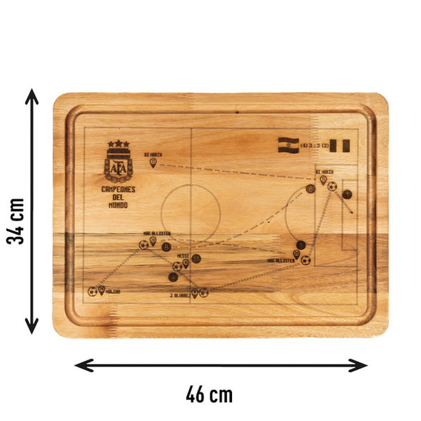 Medium BBQ Board with Laser Engraved AFA Gol Di María - Eucalyptus by Regalando Pasión, 34 cm x 47 cm / 13.39" x 18.50"