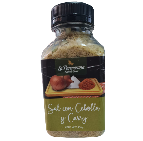 La Parmesana Sal con Cebolla y Curry Gourmet Salt Seasoned with Onion and Curry , 250 g / 8.81 oz