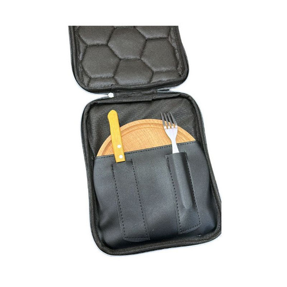 Asado BBQ Set with Algarrobo Wood Board and Eco-Leather Football Pouch, 20 cm / 7.87 in