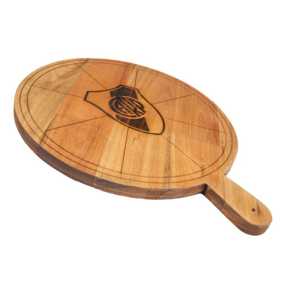 River Plate Pizza Board Laser Engraved with River Plate - Eucalyptus by Regalando Pasión, 35 cm x 35 cm / 13.78" x 13.78"