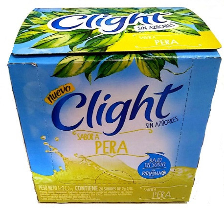 Jugo Clight Pera Powdered Juice Pear Flavor No Sugar, 7 g /  0.3 oz (box of 20)